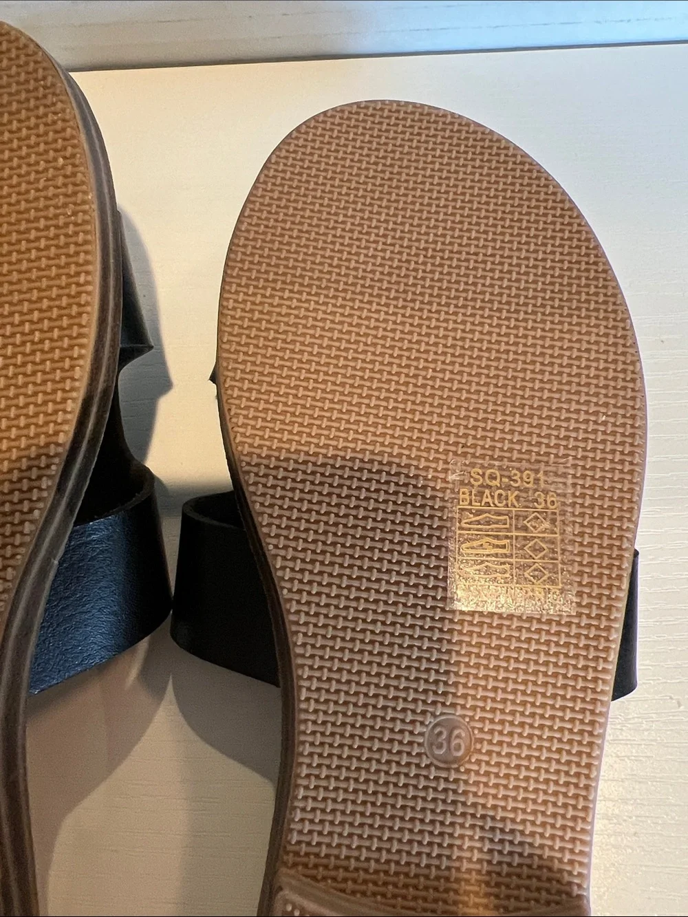 Women's Black Slide Sandals with Tan Footbed